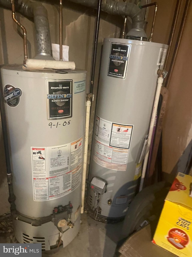 utility room with gas water heater