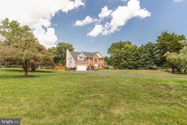 view of yard featuring a garage