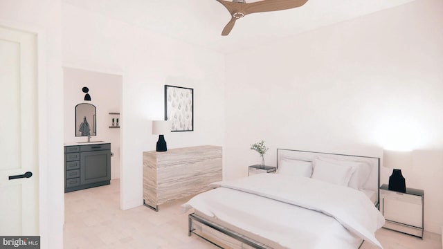 bedroom featuring ceiling fan