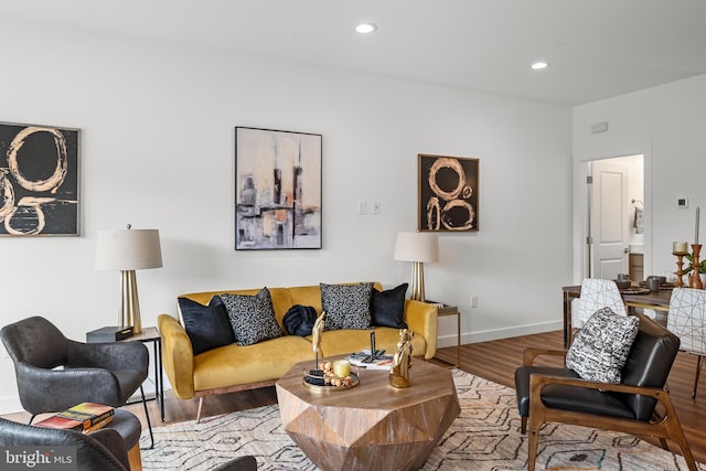 living room with light wood-type flooring