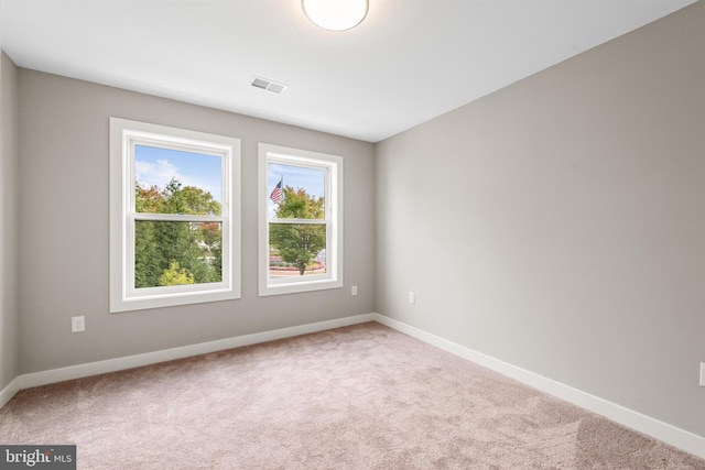 unfurnished room featuring light colored carpet and a wealth of natural light