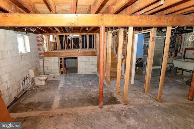 basement featuring sink