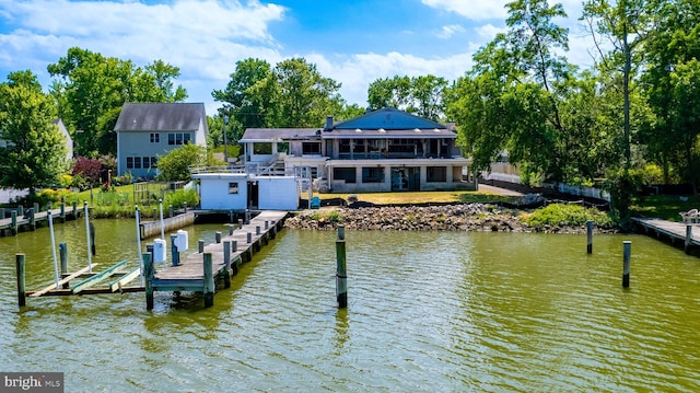 view of dock featuring a water view