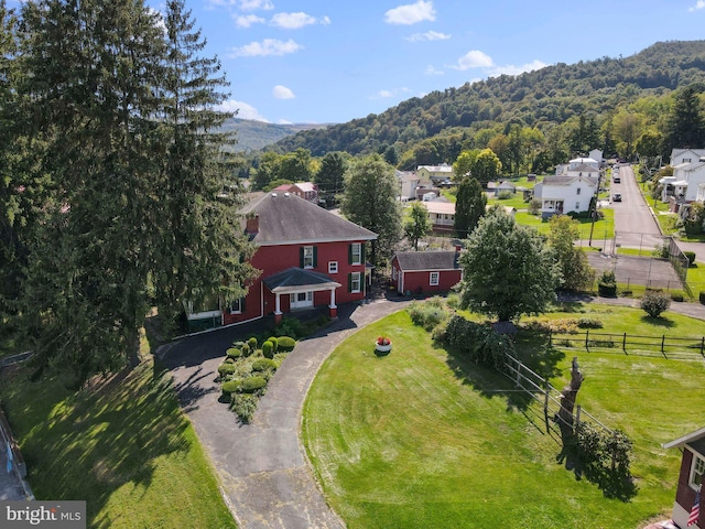 aerial view featuring a mountain view