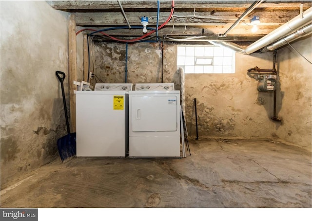 interior space with washer and dryer