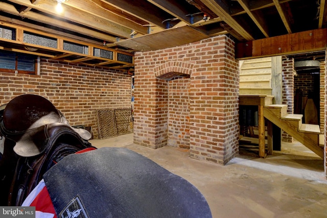 interior space with brick wall