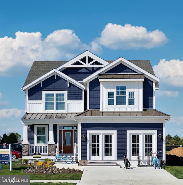 craftsman inspired home with covered porch