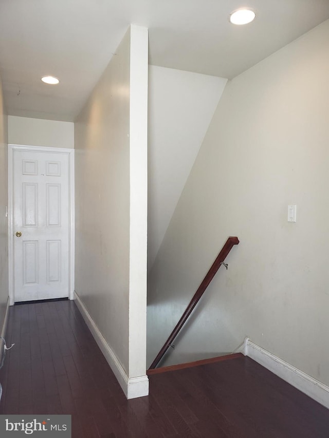 hall featuring dark hardwood / wood-style floors