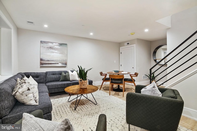 living room featuring light hardwood / wood-style floors