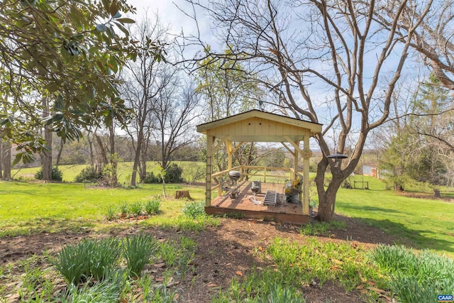 view of yard featuring a deck