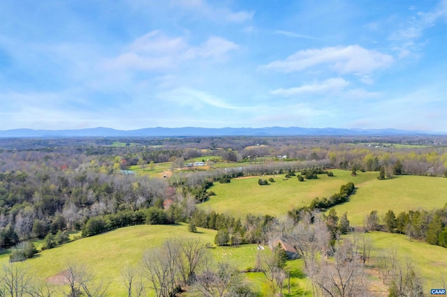 drone / aerial view featuring a mountain view