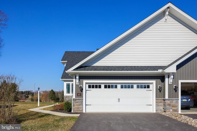 exterior space with a garage