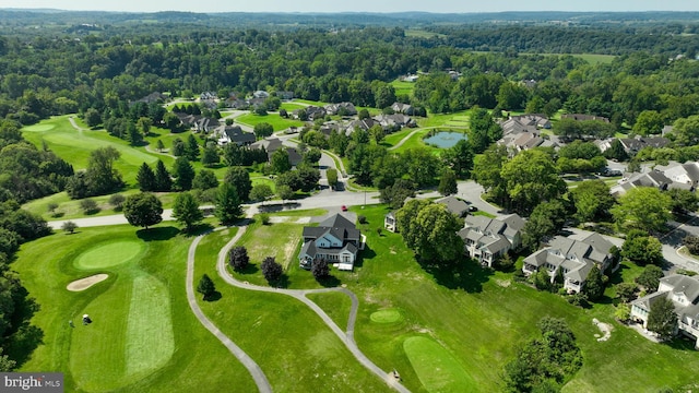 bird's eye view with a residential view and golf course view