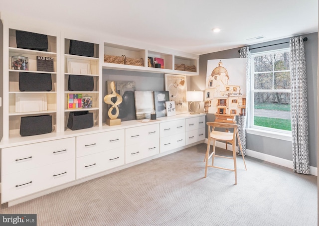 interior space featuring a healthy amount of sunlight and light colored carpet