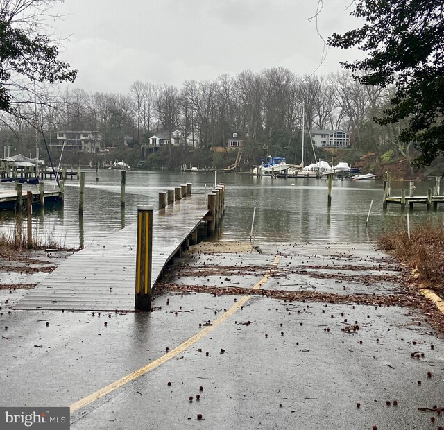 dock area featuring a water view