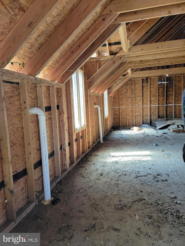 view of unfinished attic