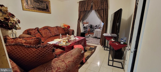 living room with light tile floors