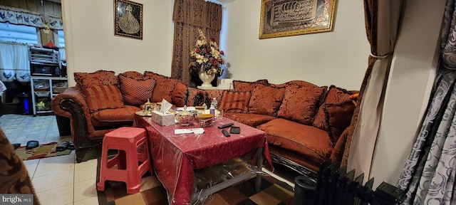 view of tiled living room