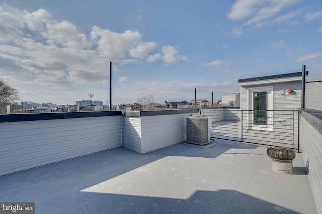 view of terrace featuring a balcony and central air condition unit