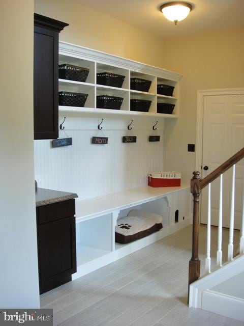 mudroom featuring light wood-type flooring