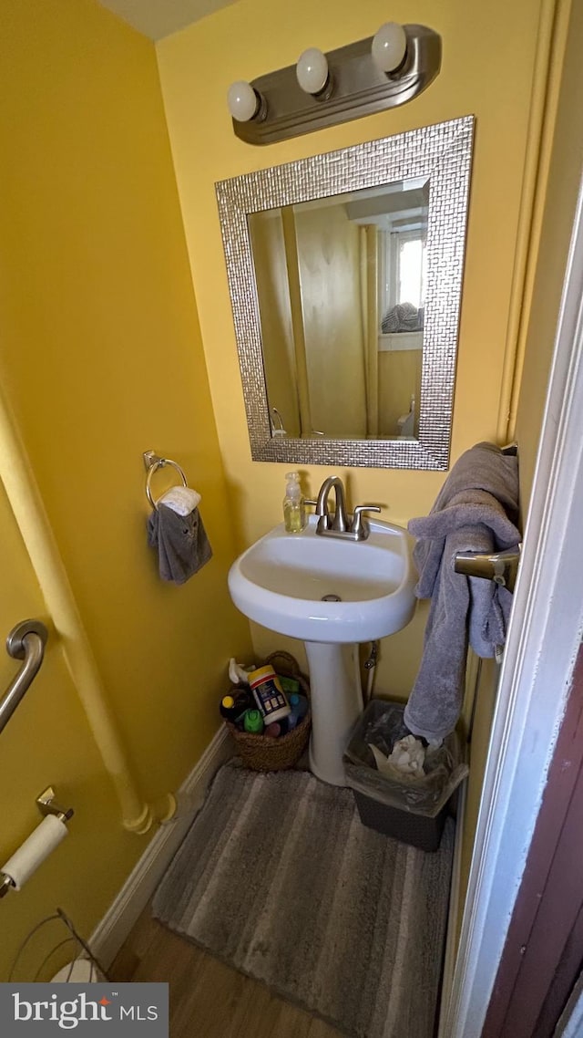 bathroom featuring hardwood / wood-style flooring