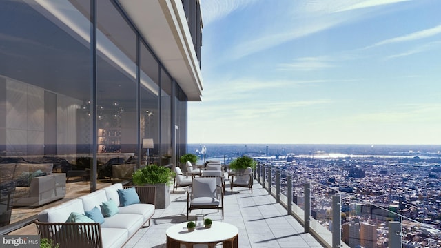 balcony featuring an outdoor living space