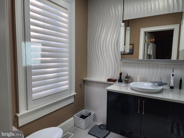 bathroom featuring toilet and vanity