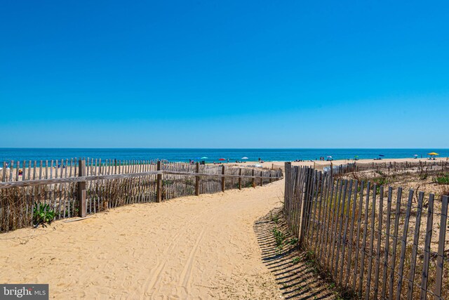 view of water feature featuring a beach view