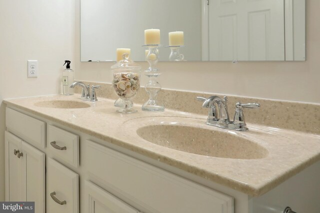 full bathroom with a sink and double vanity