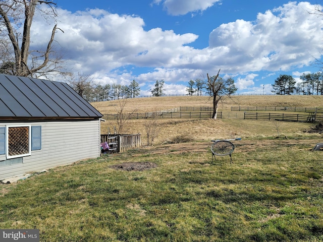 view of yard with a rural view