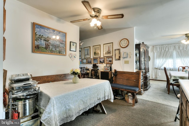 bedroom with carpet flooring and ceiling fan