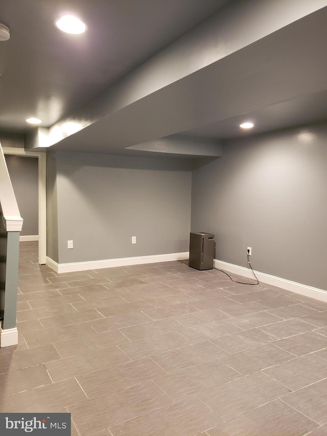 basement with light tile floors