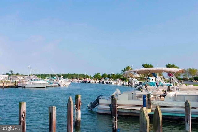 view of dock featuring a water view