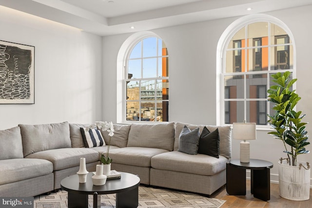 living room featuring light hardwood / wood-style floors