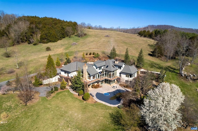 bird's eye view with a rural view