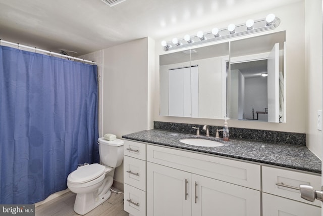 bathroom featuring toilet and oversized vanity