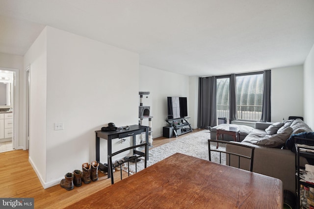 living room with light hardwood / wood-style floors