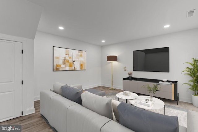2764 Bellview Dr, Bensalem, PA 19020 - living room featuring baseboards, recessed lighting, and wood finished floors