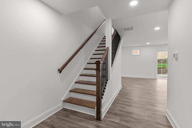 2764 Bellview Dr, Bensalem, PA 19020 - staircase featuring recessed lighting, wood finished floors, and baseboards