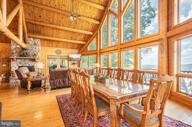 dining room featuring a healthy amount of sunlight and light hardwood / wood-style floors