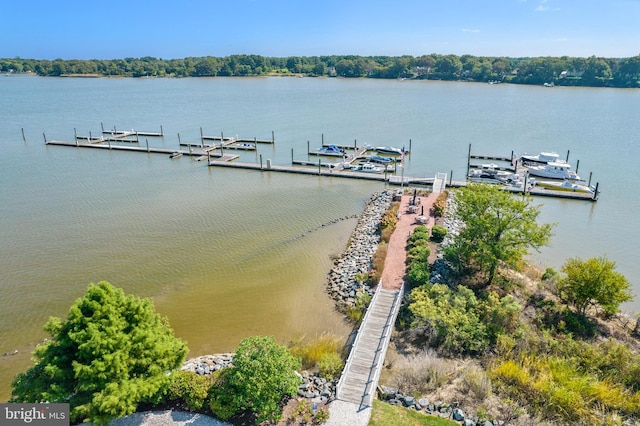 view of dock featuring a water view