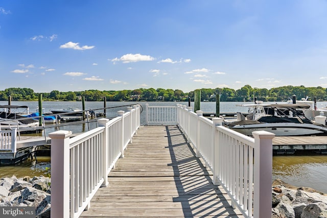 dock area featuring a water view