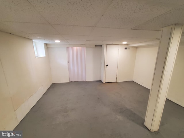 basement with a drop ceiling