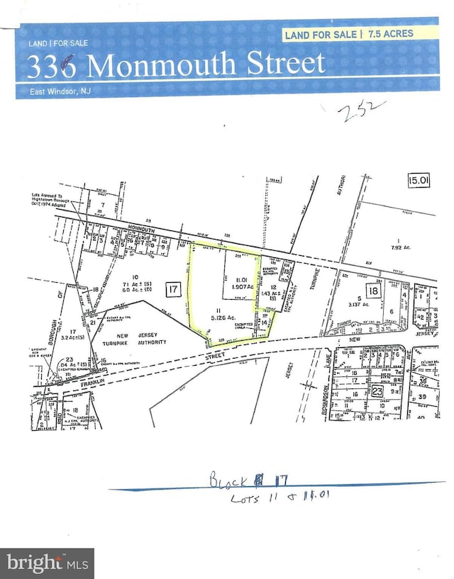 336 Monmouth St, East Windsor NJ, 08520 land for sale