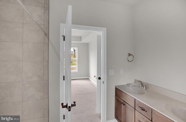 bathroom with double vanity