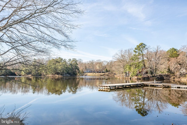 property view of water with a boat dock