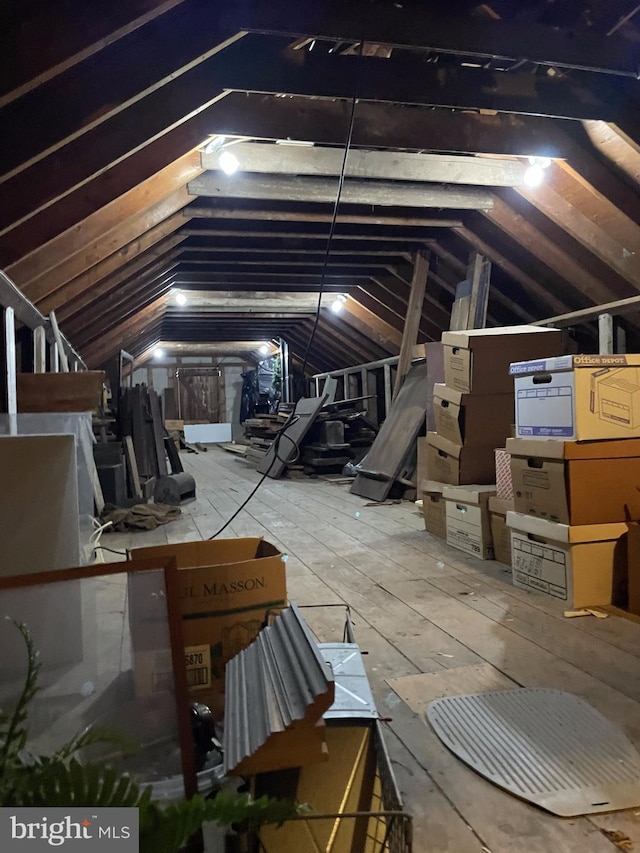 view of unfinished attic