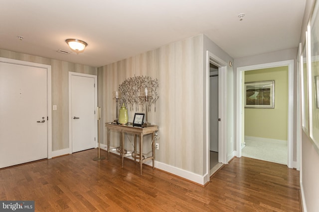 entrance foyer with dark wood-type flooring