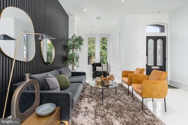 view of tiled living room