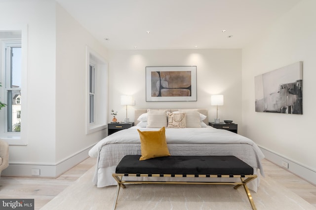 bedroom featuring light wood-type flooring